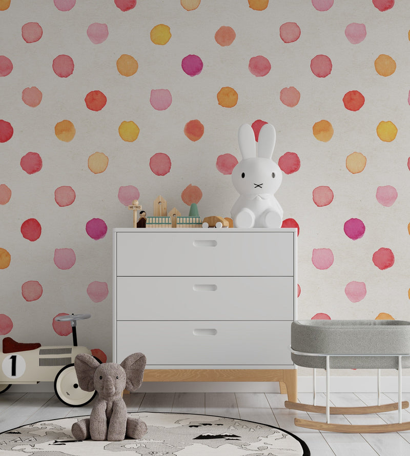 Gender Neutral Nursery Wallpaper | Polka Dot Pattern