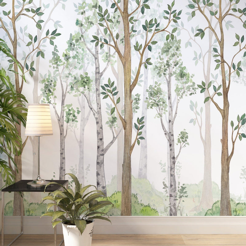 Birch Forest Watercolor Wallpaper