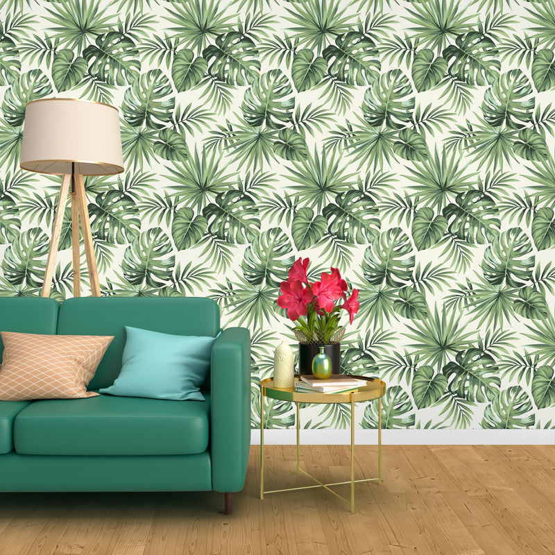 Green Leaf Tropical Wallpaper Peel and Stick