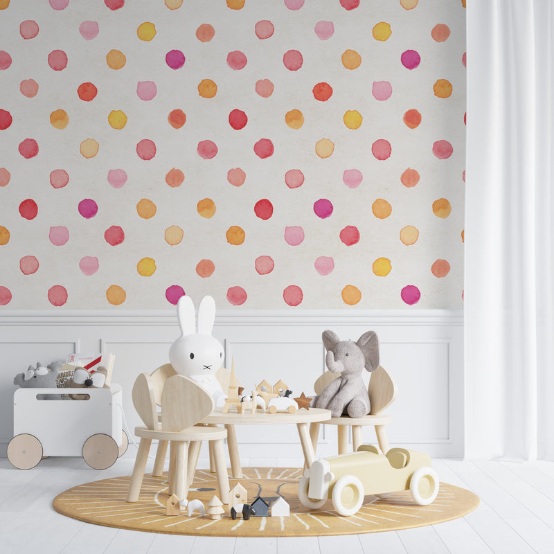 Gender Neutral Nursery Wallpaper | Polka Dot Pattern