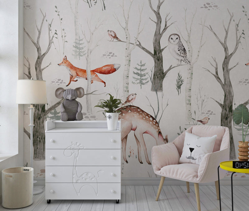 Woodland Creatures & Animals Peel and Stick Wallpaper