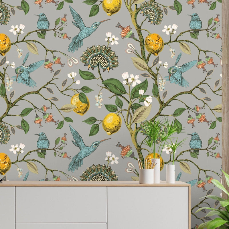 Flying Hummingbirds Lemon Tree Wallpaper