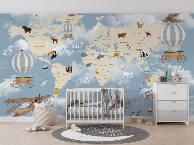 World Map Mural Wallpaper