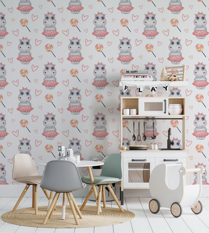 Hippo Wallpaper Nursery Decor