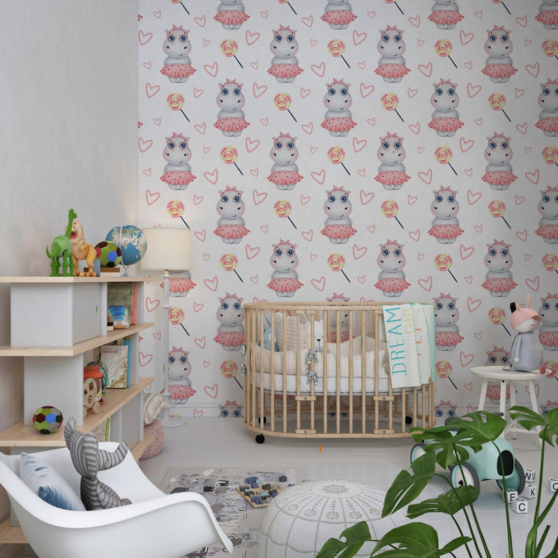 Hippo Wallpaper Nursery Decor