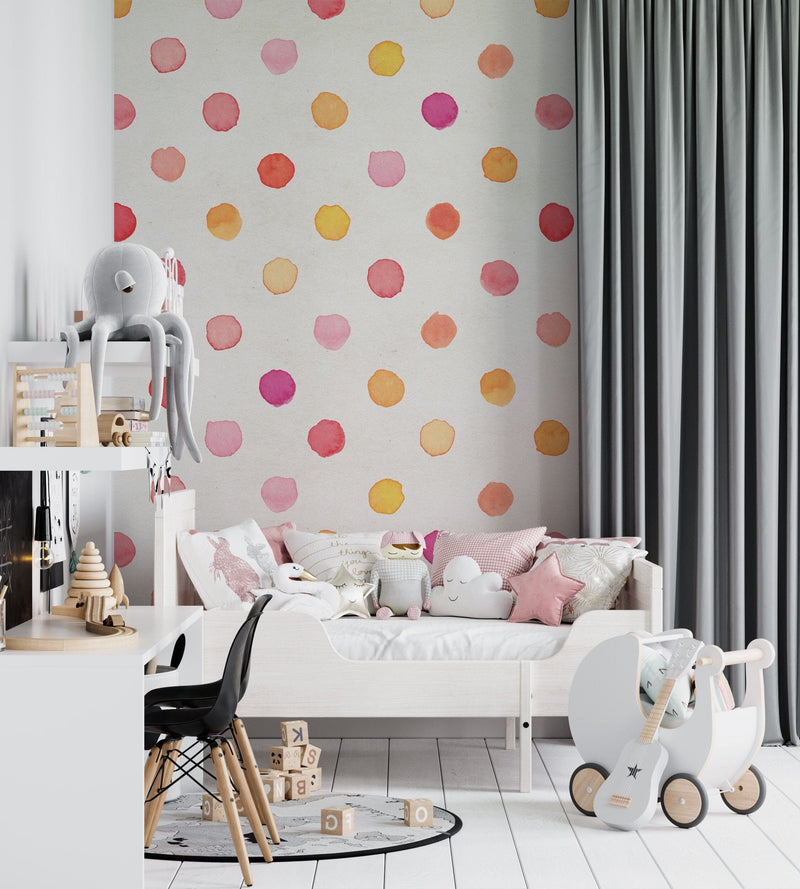 Gender Neutral Nursery Wallpaper | Polka Dot Pattern