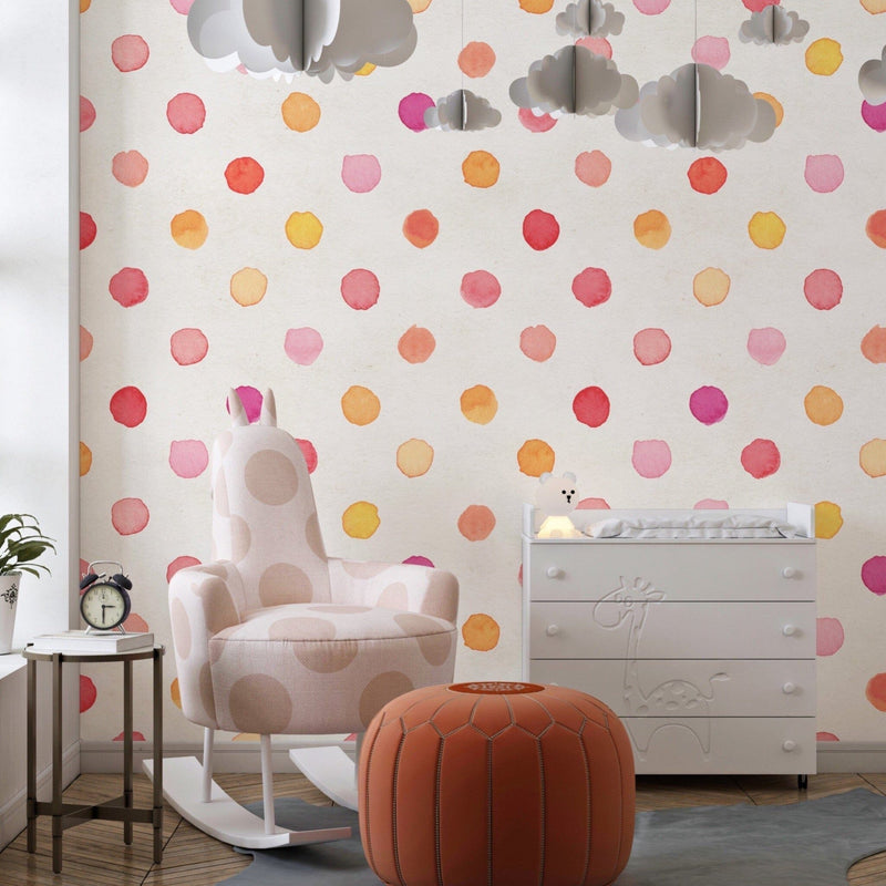 Gender Neutral Nursery Wallpaper | Polka Dot Pattern