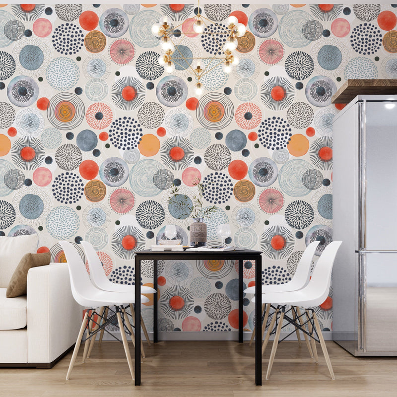 Abstract Doodle Circle Removable Wallpaper