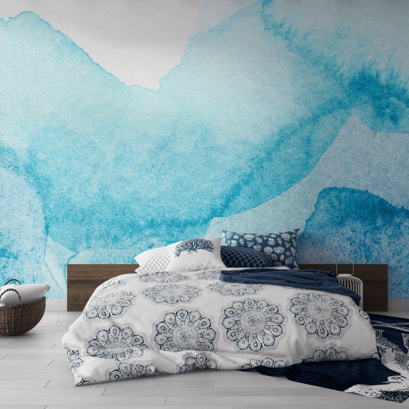 Abstract Blue Wallpaper - Serene Blue Watercolor Wall Mural