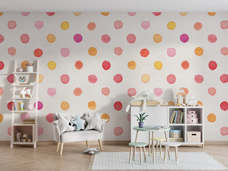 Gender Neutral Nursery Wallpaper | Polka Dot Pattern