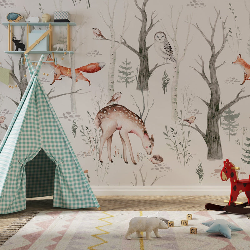 Woodland Creatures & Animals Peel and Stick Wallpaper