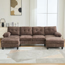 U-Shaped Sectional Sofa 103.5" Fabric Couch With Dual Chaise Lounges, Storage Pockets, Armrest Pillows by Unique Piece Furniture