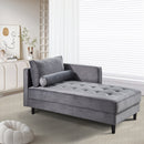 64" Velvet Chaise, Mid-Century Modern Chaise Furniture, Sleeper for Living Room, Apartment, Tool-Free Assembly. (Gray)