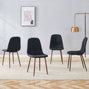 Luxury Simple Chair (Set of 4) Linen Cotton High Resilience Dining Chair With Metal Color Leg - Black / Walnut by HouseOfZazla