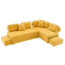 91.73" L-shaped Sofa Sectional Sofa Couch with 2 Stools and 2 Lumbar Pillows for Living Room, Yellow
