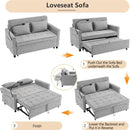 56.9' Loveseat Sofa Pull-out Sofa Bed Sleeper Sofa with a Reversible Backrest Cushion, Side Pockets, Two USB Ports and a Phone Holder for Living Room, Grey
