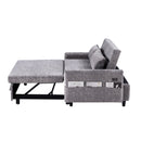 55.1" Pull Out Sleep Sofa Bed Loveseats Sofa Couch with Adjustable Backrest, Storage Pockets, 2 Soft Pillows, USB Ports for Living Room, Bedroom, Apartment, Office,Grey