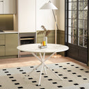 47.24" Modern Cross Leg Round Dining Table, White Marble Top Occasional Table, Two Piece Removable Top, Matte Finish Iron Legs