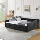 Upholstered Tufted Daybed With 2 Drawers, Waved Arms by HouseOfZazla