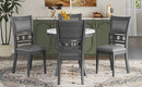 5-piece Dining Round Table Set with One Faux Marble Top Dining Table and Four PU-leather Chairs,Grey