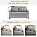 Pull-Out Sleeper Sofa With Reversible Backrest Cushion, Side Pockets, 2 USB Ports And A Phone Holder For Living Room