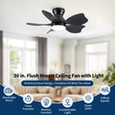 Low Profile Flush Mount Ceiling Fan With Light by HouseOfZazla