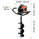 Vevor Gas Post Hole Digger 52Cc 1450W With 8 Drill Bits & Extension Rod Aluminium Alloy - Black by HouseOfZazla