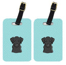 Checkerboard Blue Black Labrador Luggage Tag