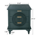 Hollow Carved 3 Drawer Dresser With Metal Handles, Storage Chest For Living Room Or Bedroom - Blackish Green by HouseOfZazla