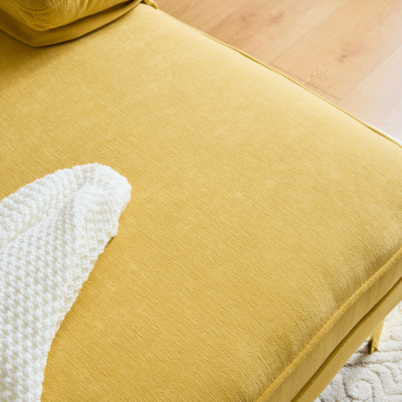 83" Modern Sectional Sofas Couches Velvet L-Shaped Couches for Living Room, Bedroom, Yellow