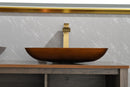 22.5" L -L -14.5" W -4 1/2 in. Handmade Glass Rectangle Vessel Bathroom Sink Set in Rich Chocolate Brown Finish with gold Faucet and gold Pop Up Drain