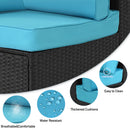7 Piece Outdoor PE Wicker Furniture Set, Patio Black Rattan Sectional Sofa Couch with Washable Cushions