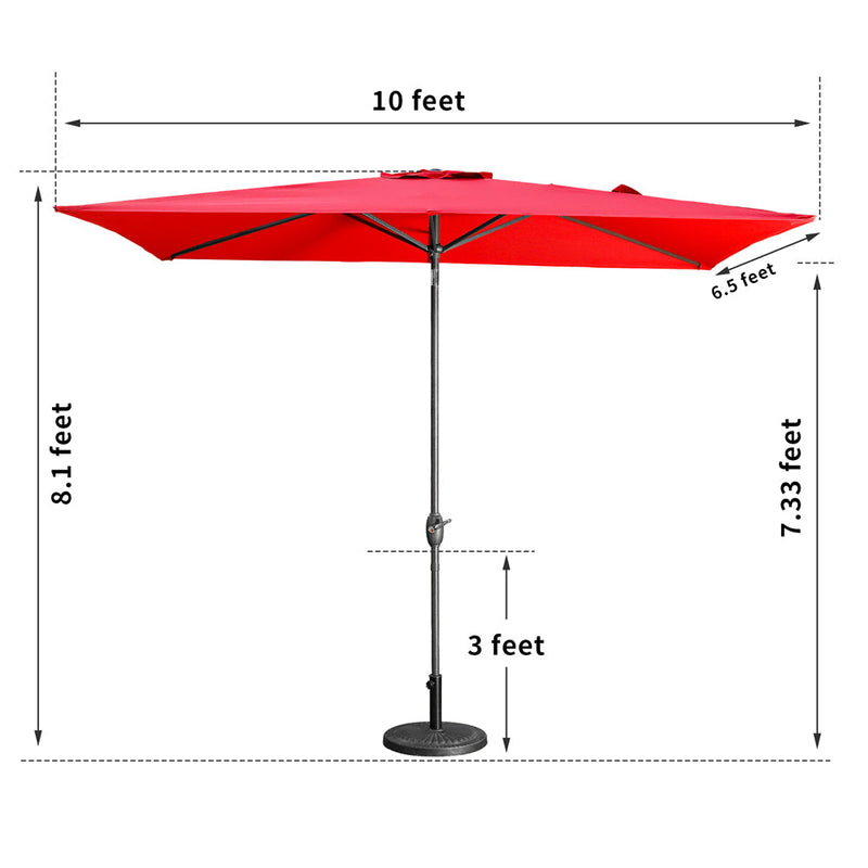 6.5FT x 10FT Patio Umbrella Outdoor Red Uv Protection