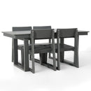 5 Piece Outdoor Dining Set, Table With Umbrella Hole And 4 Armrest Chairs