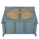 2 door cabinet with semicircular elements,natural rattan weaving,suitable for multiple scenes such as living room, bedroom, study room