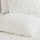 King/Cal King 3 Piece Tufted Cotton Chenille Damask Duvet Cover Set