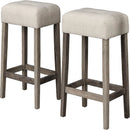3 Piece Counter Bar Dining Set Table With Electric Outlet And 2 USB Ports, Tufted Upholstered Stools - Brown / Beige