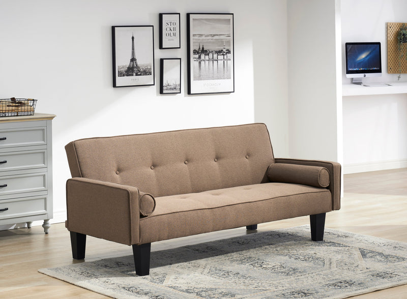 Walker Edison | Convertible 72" Brown Cotton Linen Sofa Bed