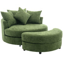 360° Swivel Accent Barrel Chair With Storage Ottoman & 4 Pillows, Modern Leisure Chair Round Accent For Living Room by HouseOfZazla