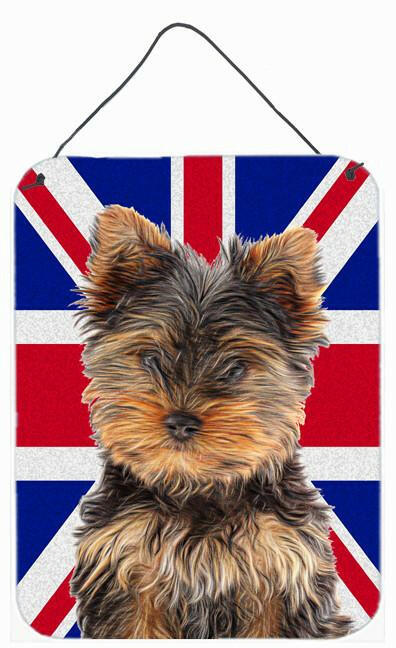 Yorkie Puppy / Yorkshire Terrier with English Union Jack British Flag Wall or Door Hanging Prints KJ1167DS1216