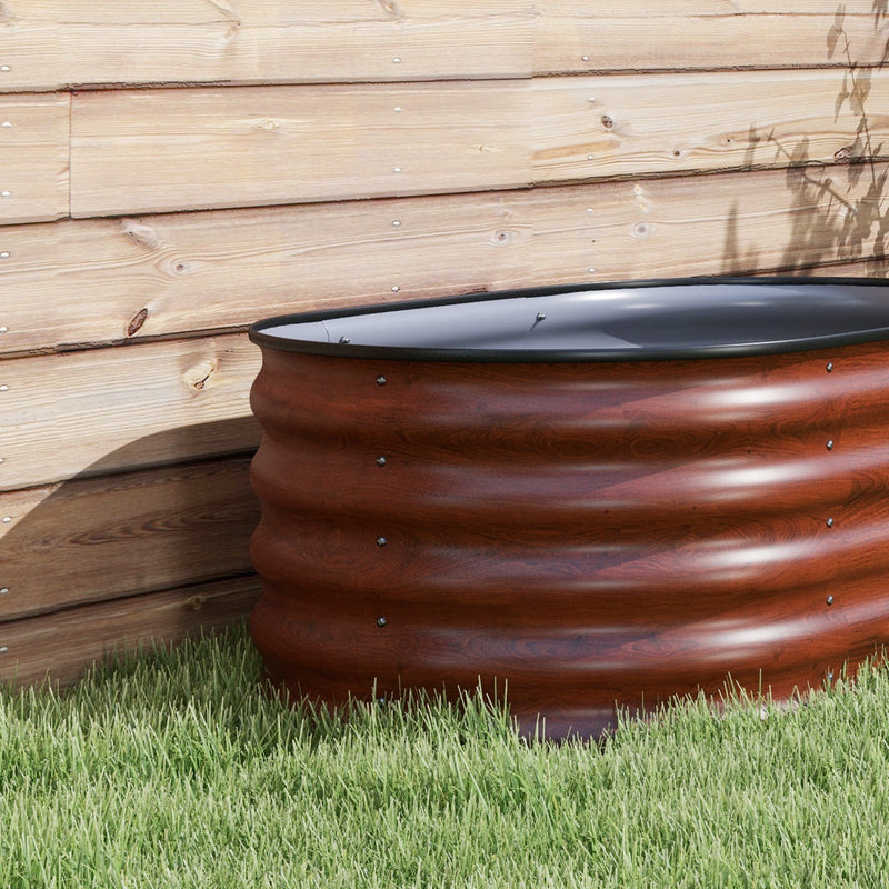 3.5' x 2' x 1.4' Galvanized Raised Garden Bed Kit, Outdoor Metal Elevated Planter Box with Safety Edging, Easy DIY Stock Tank for Growing Flowers, Herbs & Vegetables, Brown