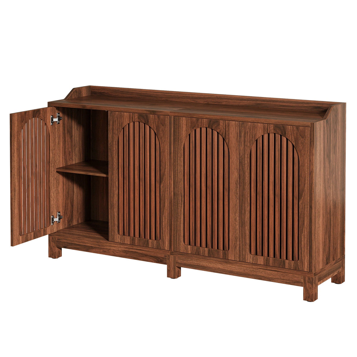 Sideboard Buffet Cabinet With 4 Doors & Shelves, Credenza Table For Dining Room - Brown, photo 14 of 14