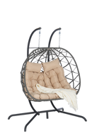 2 Person Outdoor Rattan Hanging Chair Patio Wicker Egg Chair
