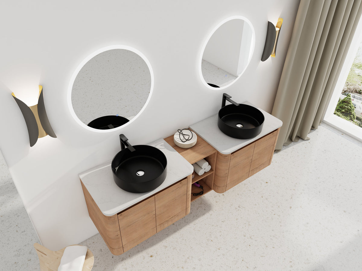 72" Wall-Mounted Bathroom Vanity With Ceramic Art Sink, photo 7 of 10
