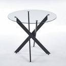 Dining Table With Cross Metal Leg And Tempered Glass, Modern Space Saving Kitchen Table For Living Room by HouseOfZazla