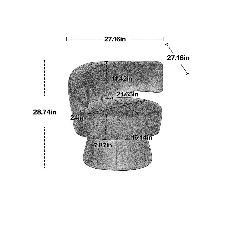 360 Degree Swivel Cuddle Barrel Accent Chairs, Round Armchairs with Wide Upholstered, Fluffy Fabric Chair for Living Room, Bedroom, Office, Waiting Rooms