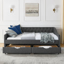 Upholstered Tufted Daybed With 2 Drawers, Waved Arms by Unique Piece Furniture