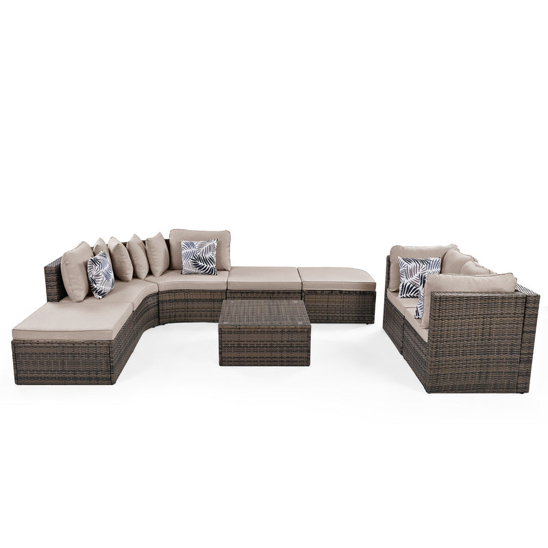 Walker Edison | Wicker 8-piece Outdoor Lounger Sofa Set