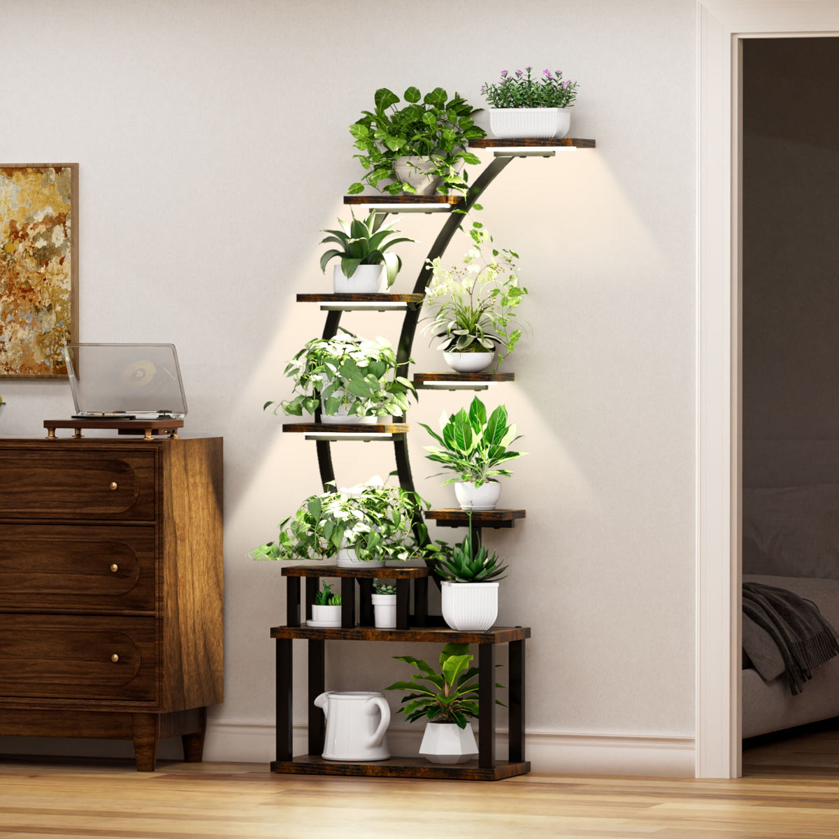9 Tiered Indoor Plant Stand With 5 Adjustable Grow Lights, photo 27 of 29