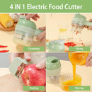 4 in 1 Handheld Electric Vegetable Cutter Mini Food Fruit Chopper Grinder Slicer Dicer Garlic Meat Ginger Mud Masher Rechargeable Food Processor